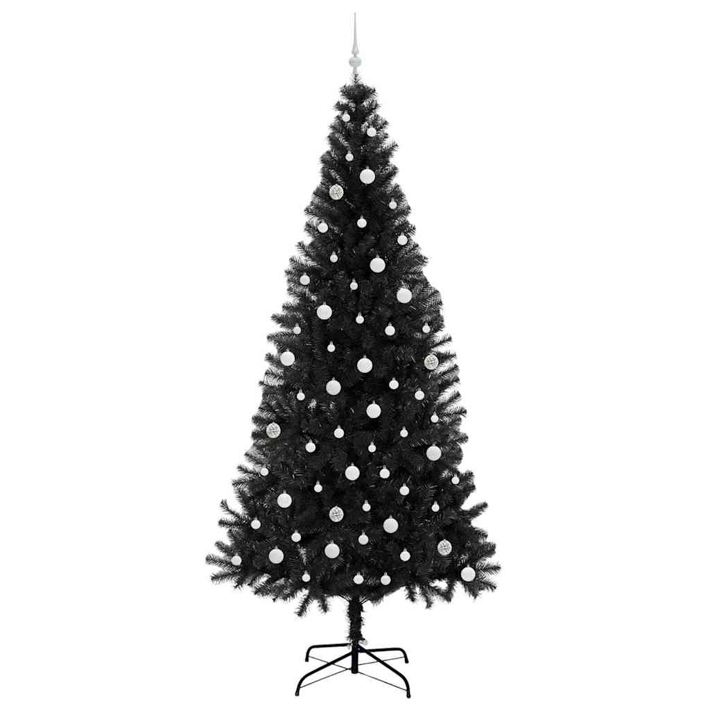 Juletræ med 300 LED'er med stativ Sort 240 cm PVC