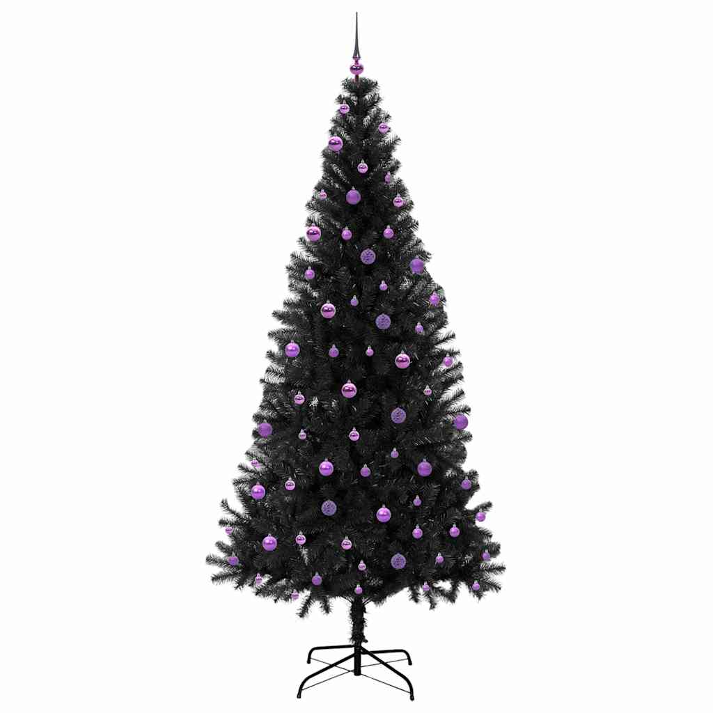 Juletræ med 300 LED'er med stativ Sort 240 cm PVC