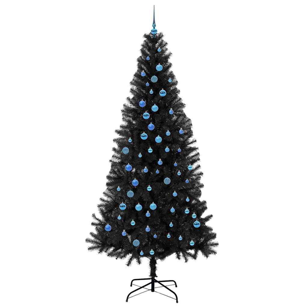 Juletræ med 300 LED'er med stativ Sort 240 cm PVC