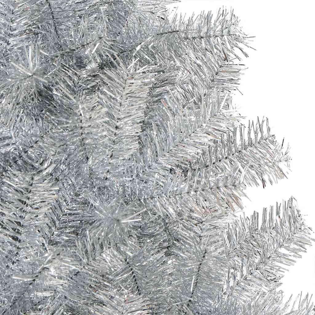 Juletræ med 150 LED'er med stativ Sølv 120 cm PET