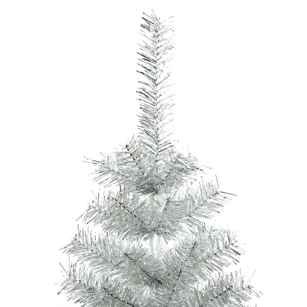 Juletræ med 150 LED'er med stativ Sølv 120 cm PET