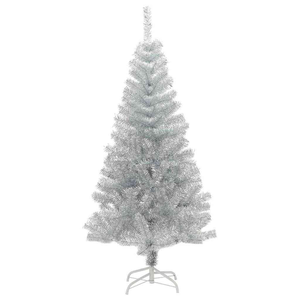 Juletræ med 150 LED'er med stativ Sølv 120 cm PET