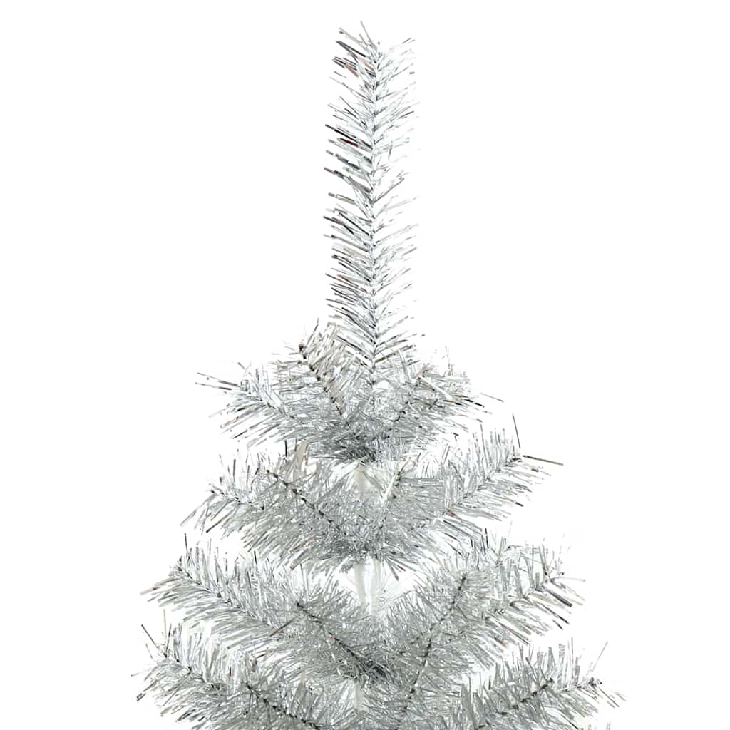 Juletræ med 150 LED'er med stativ Sølv 120 cm PET