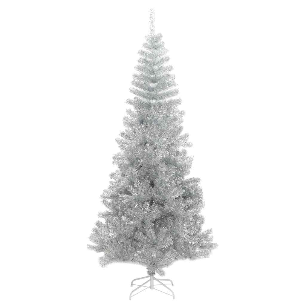 Juletræ med 300 LED'er med stativ Sølv 240 cm PET