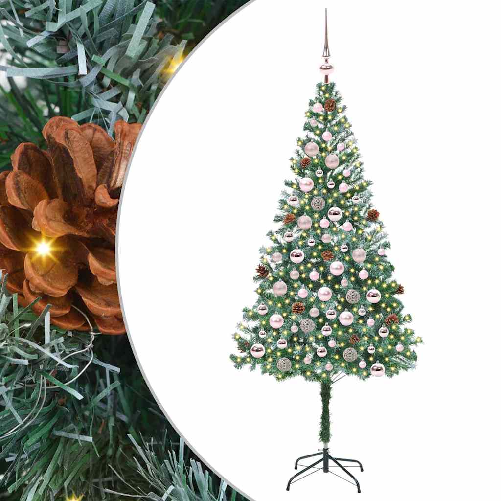Kunstigt juletræ med 300 LED'er Grøn 180 cm PVC og Stål