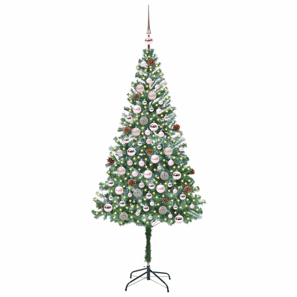 Kunstigt juletræ med 300 LED'er Grøn 180 cm PVC og Stål