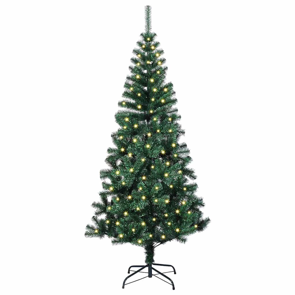 Kunstig Forbelyst Juletræ med stativ Grøn 120 cm PVC og metal