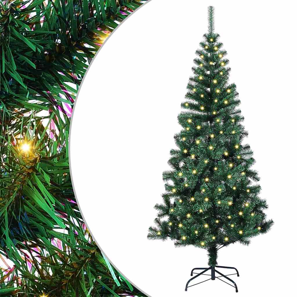Kunstig Forbelyst Juletræ med stativ Grøn 150 cm PVC og metal
