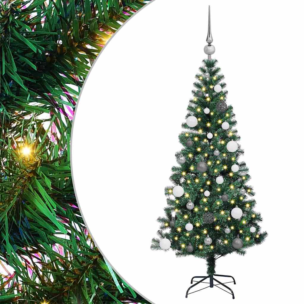Kunstig Forbelyst Juletræ med stativ Grøn 150 cm PVC og metal