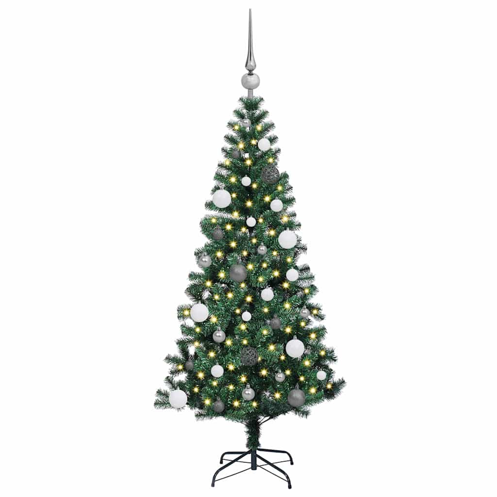 Kunstig Forbelyst Juletræ med stativ Grøn 150 cm PVC og metal
