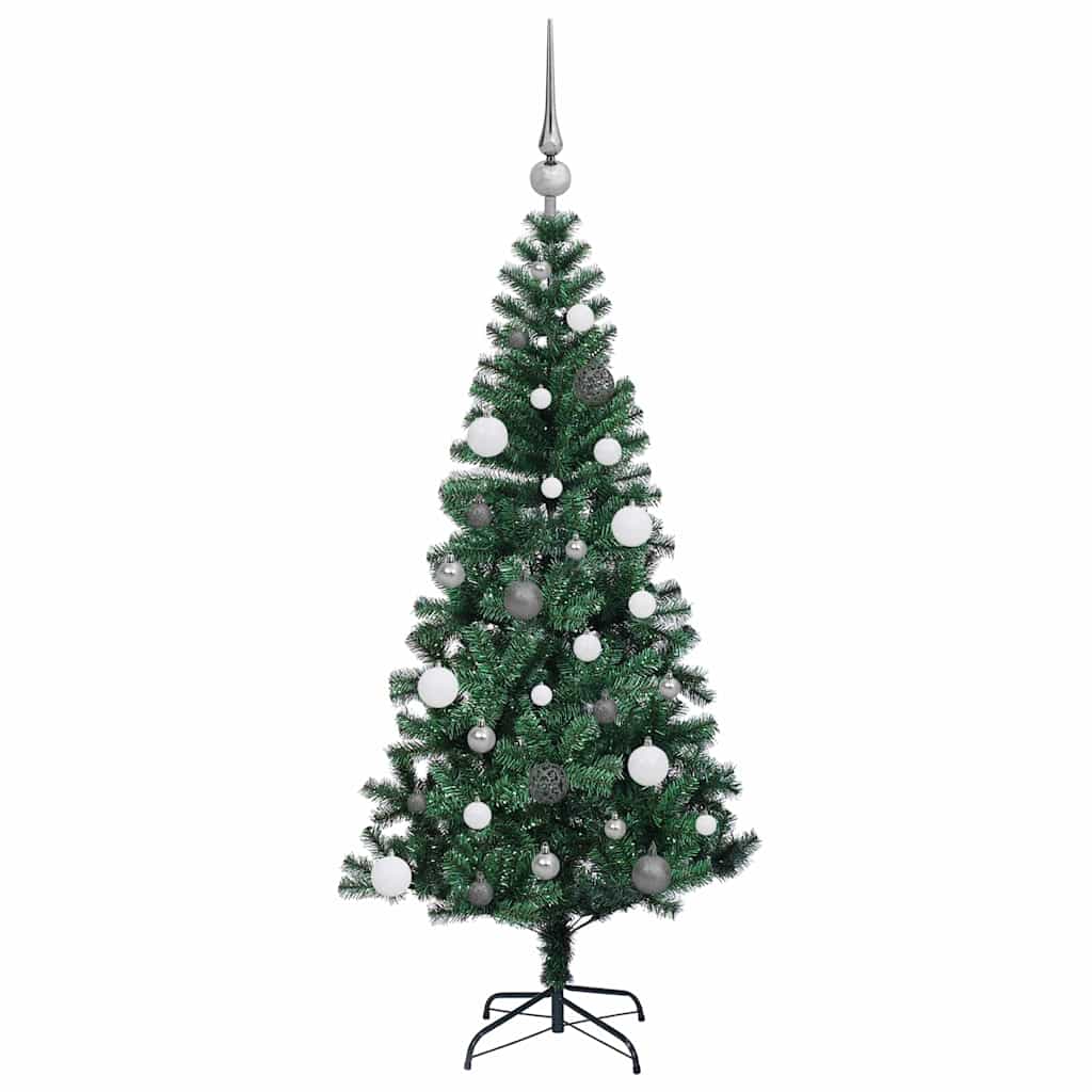 Kunstig Forbelyst Juletræ med stativ Grøn 150 cm PVC og metal