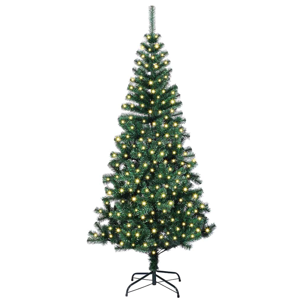 Kunstig Forbelyst Juletræ med stativ Grøn 180 cm PVC og metal