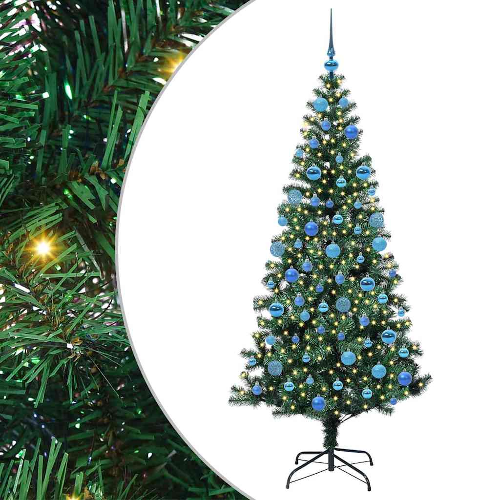 Kunstig Forbelyst Juletræ med stativ Grøn 180 cm PVC og metal