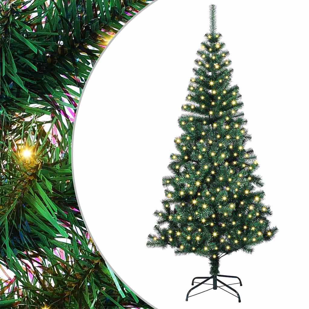 Kunstig Forbelyst Juletræ med stativ Grøn 210 cm PVC og metal