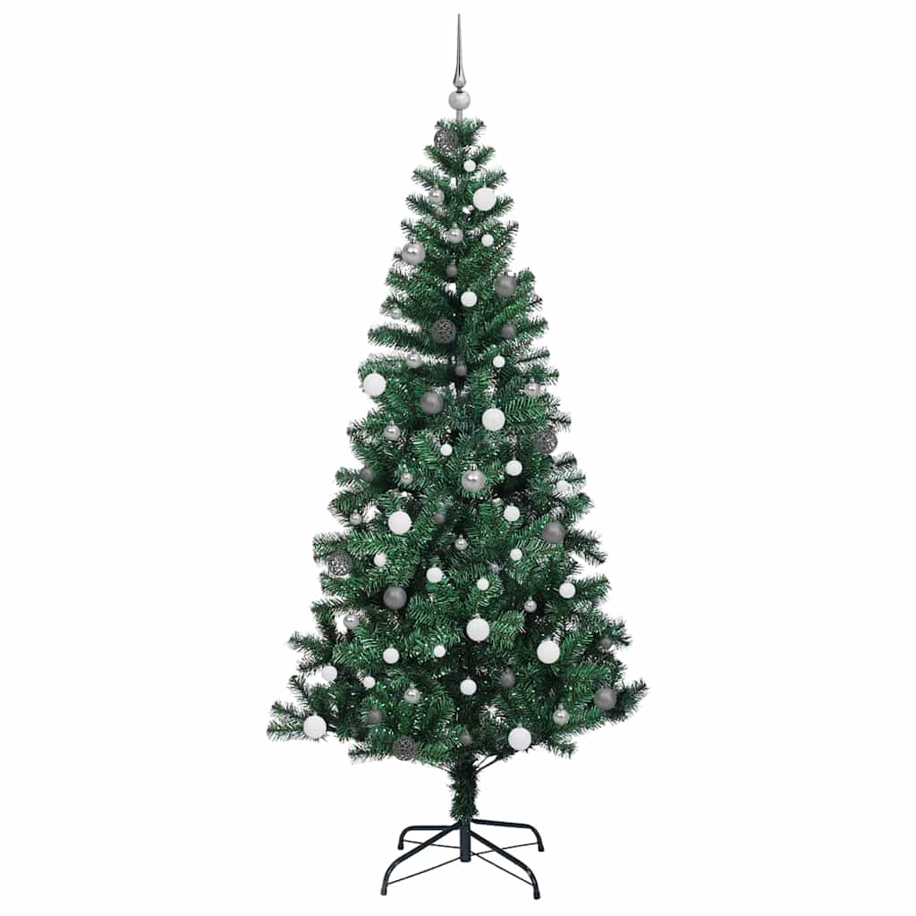 Kunstig Forbelyst Juletræ med stativ Grøn 240 cm PVC og metal