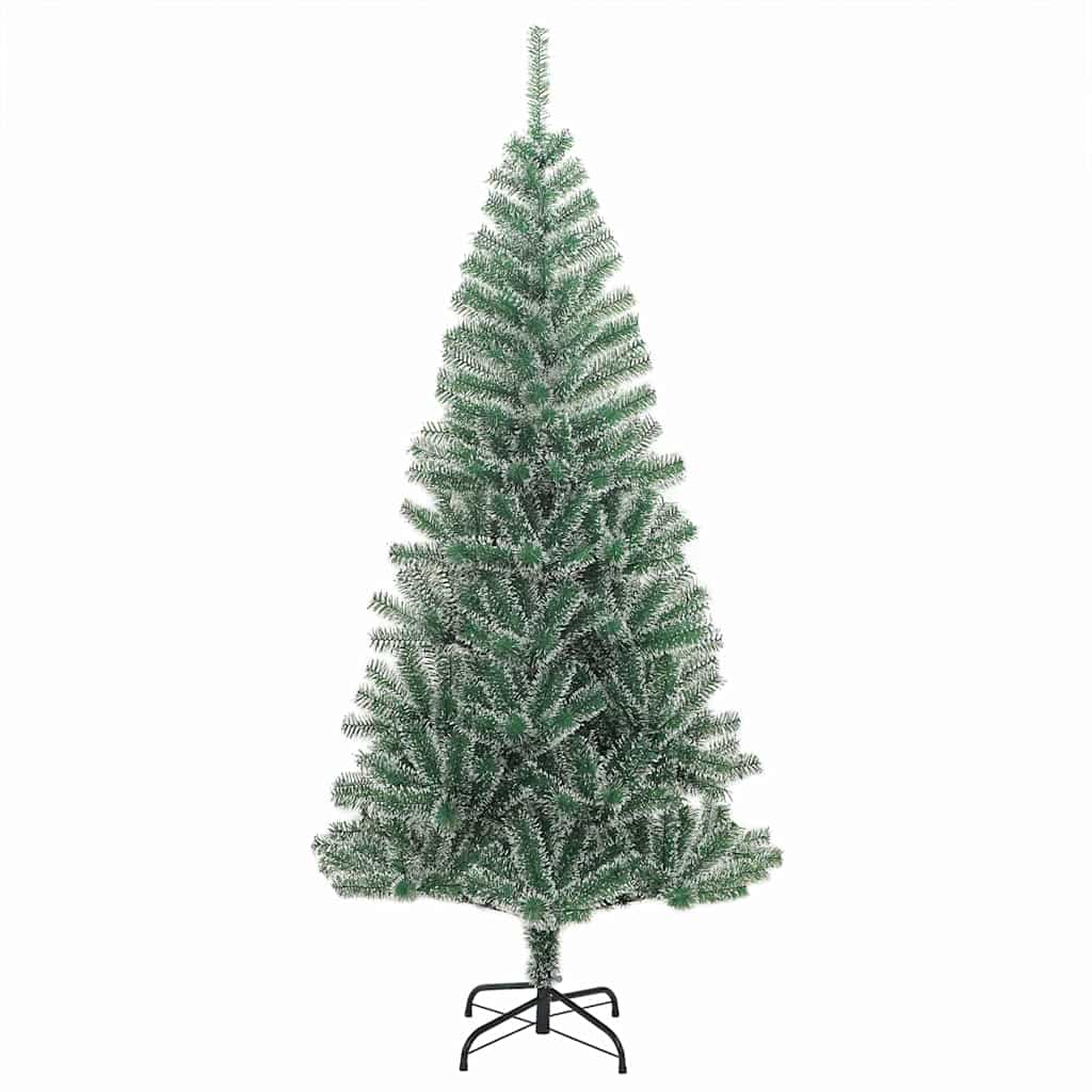 Kunstigt Juletræ Snebelagt med LED Lys Grøn og Hvid 210 cm