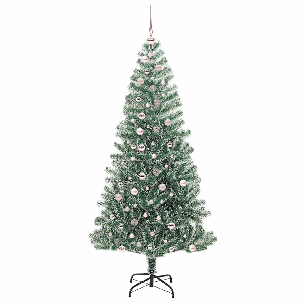 Kunstigt Juletræ Snebelagt med LED Lys Grøn og Hvid 240 cm