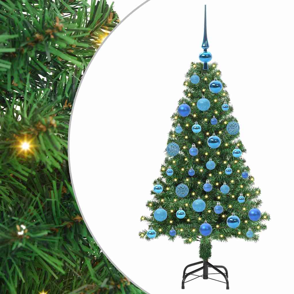 Kunstigt juletræ med stativ Grøn 120 cm PVC og Stål og Plastik