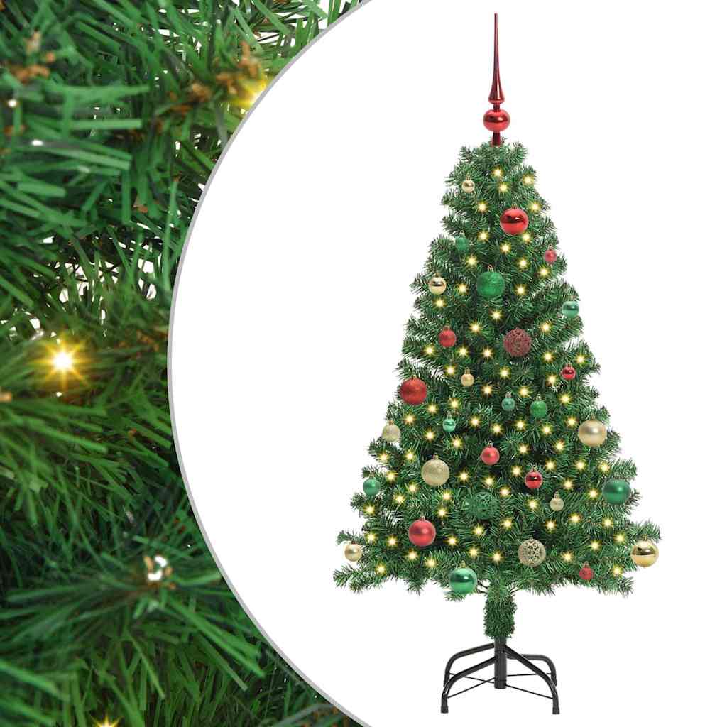 Kunstigt juletræ med stativ Grøn 150 cm PVC og Stål og Plastik