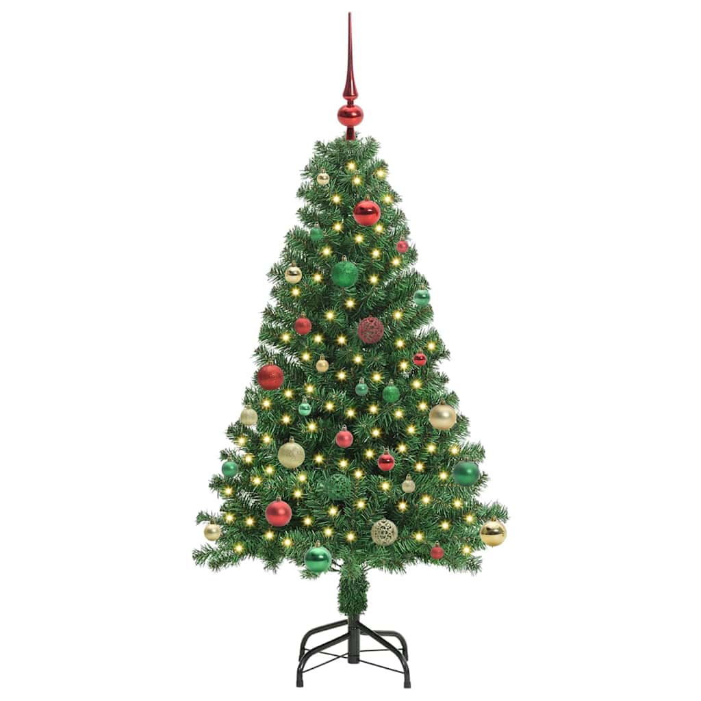 Kunstigt juletræ med stativ Grøn 150 cm PVC og Stål og Plastik