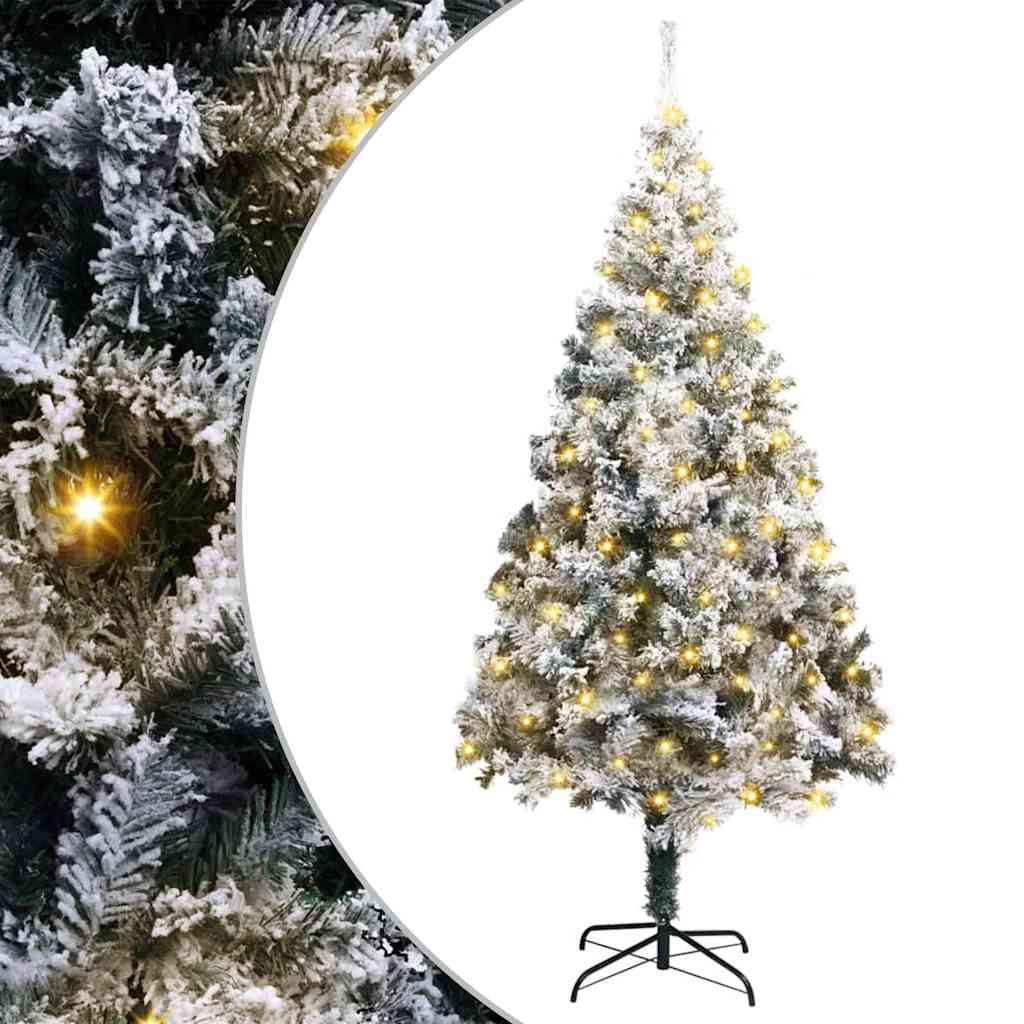 Kunstigt juletræ med stativ Hvid 180 cm PVC og Stål og Plastik
