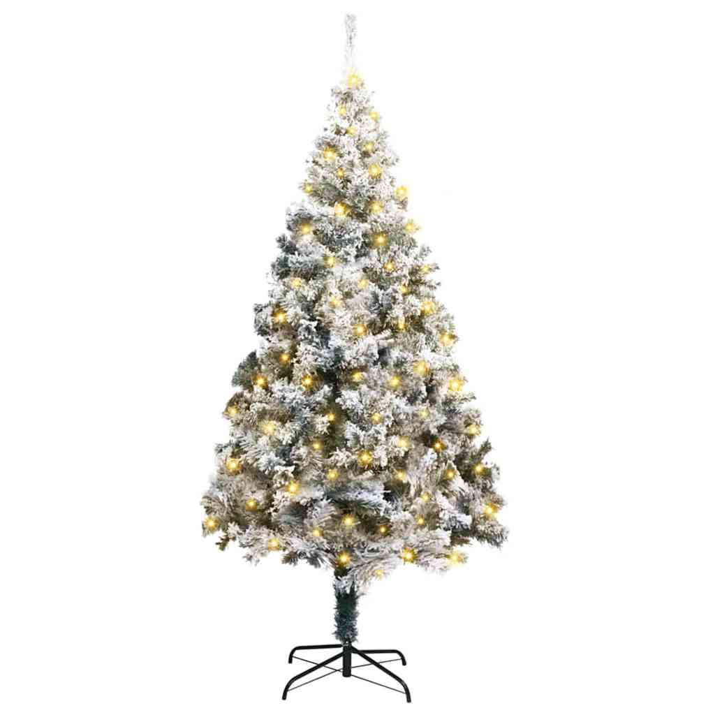 Kunstigt juletræ med stativ Hvid 180 cm PVC og Stål og Plastik