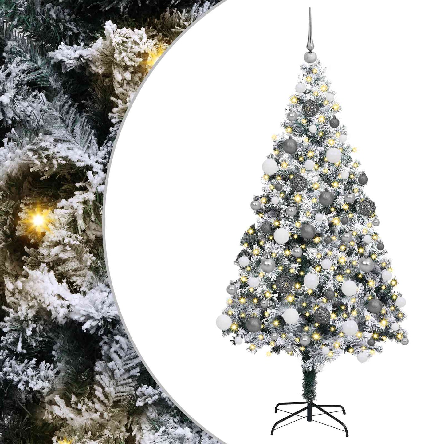 Kunstigt juletræ med stativ Hvid 180 cm PVC og Stål og Plastik