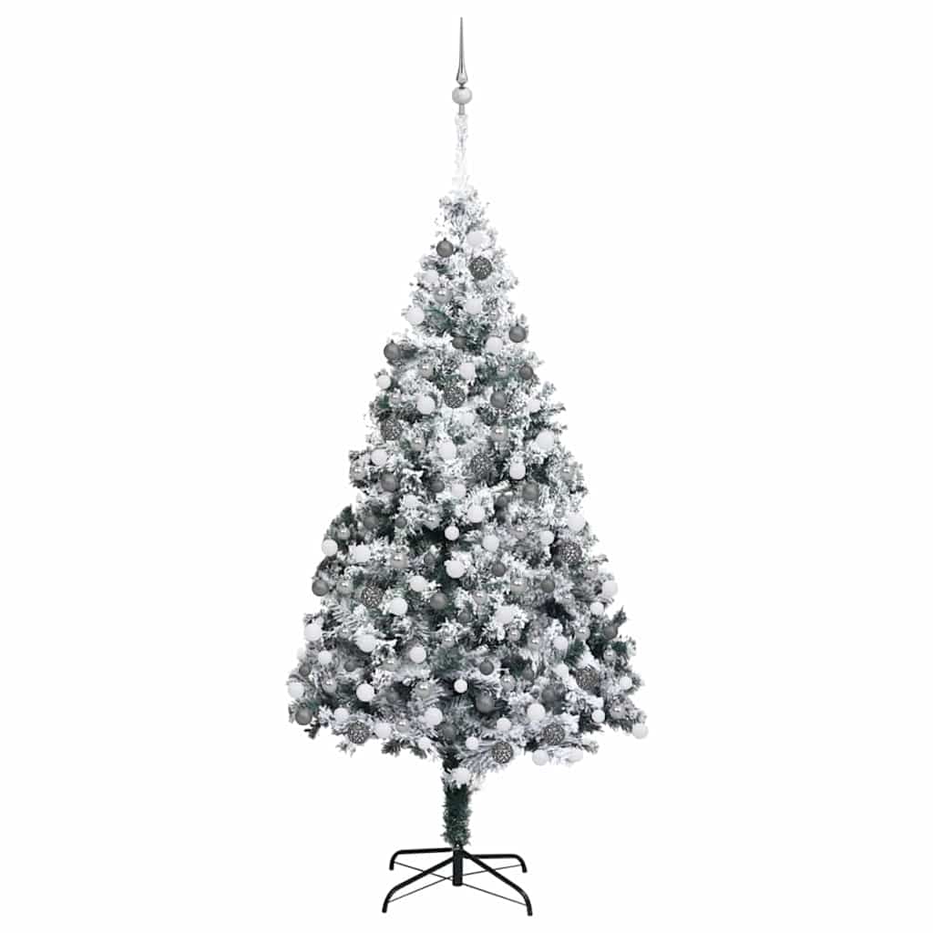 Kunstigt juletræ med stativ Hvid 180 cm PVC og Stål og Plastik