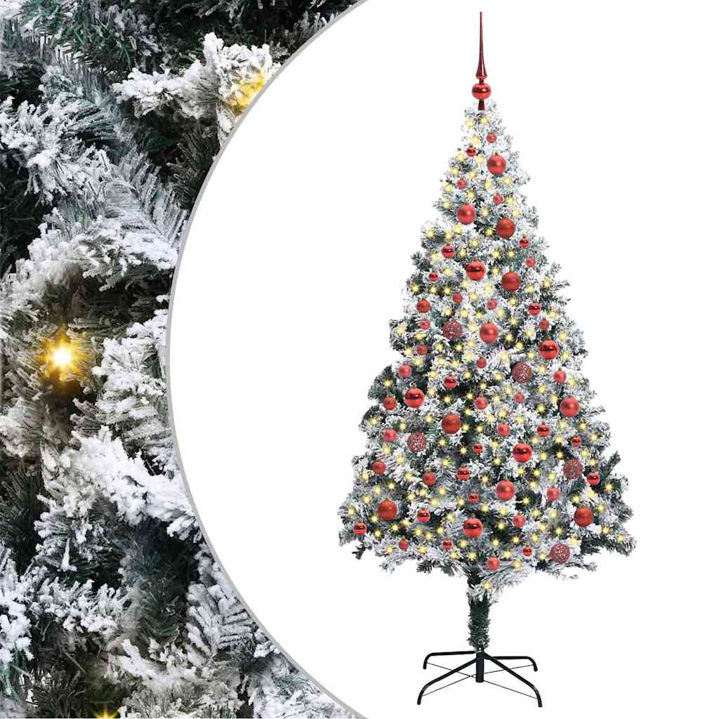 Kunstigt juletræ med stativ Hvid 180 cm PVC og Stål og Plastik