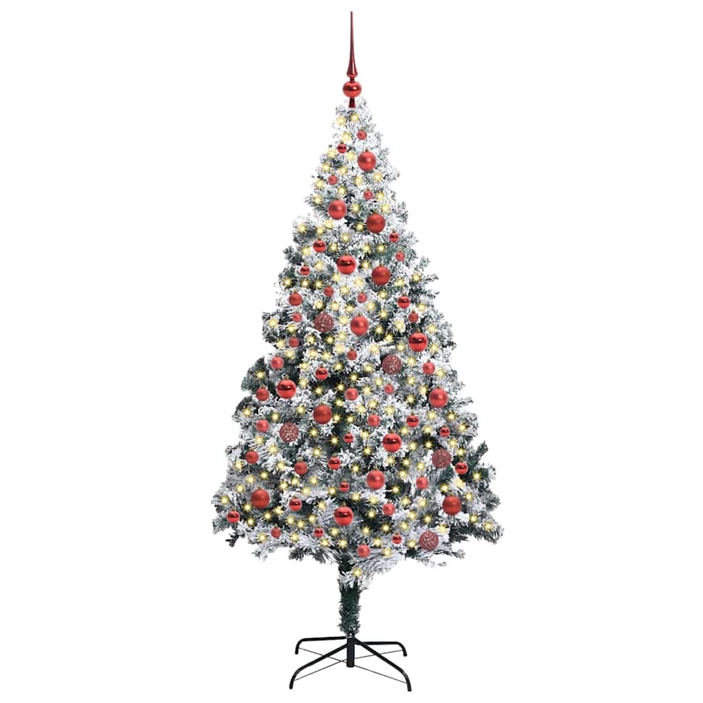 Kunstigt juletræ med stativ Hvid 180 cm PVC og Stål og Plastik