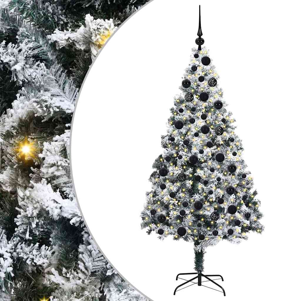 Kunstigt juletræ med stativ Hvid 180 cm PVC og Stål og Plastik