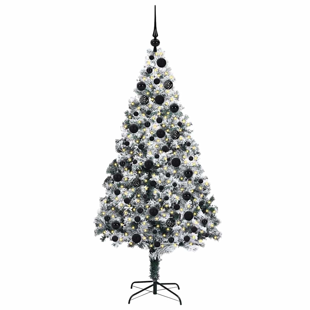Kunstigt juletræ med stativ Hvid 180 cm PVC og Stål og Plastik