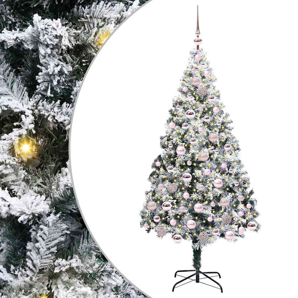 Kunstigt juletræ med stativ Hvid 180 cm PVC og Stål og Plastik