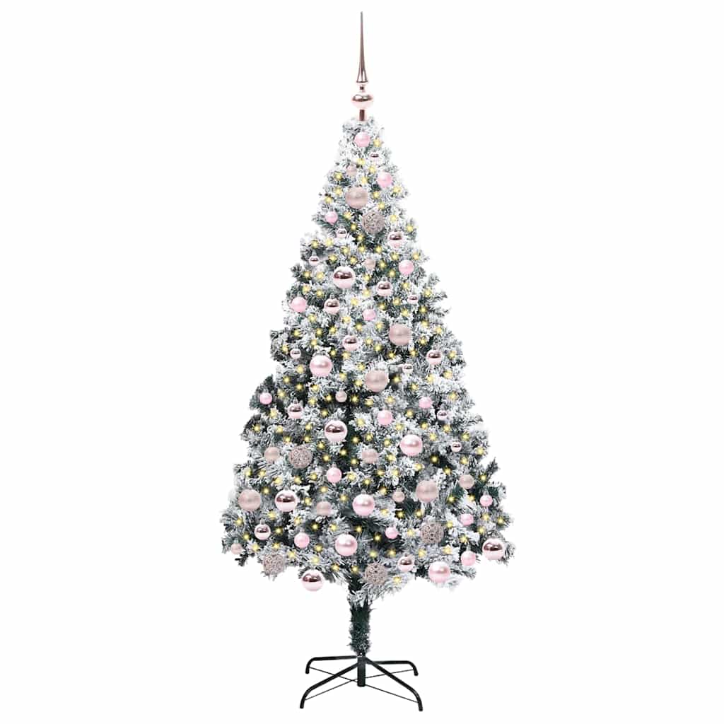 Kunstigt juletræ med stativ Hvid 180 cm PVC og Stål og Plastik