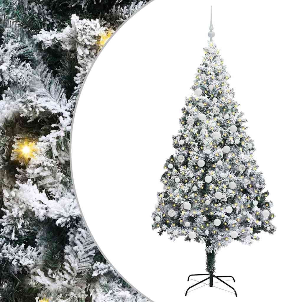 Kunstigt juletræ med stativ Hvid 180 cm PVC og Stål og Plastik