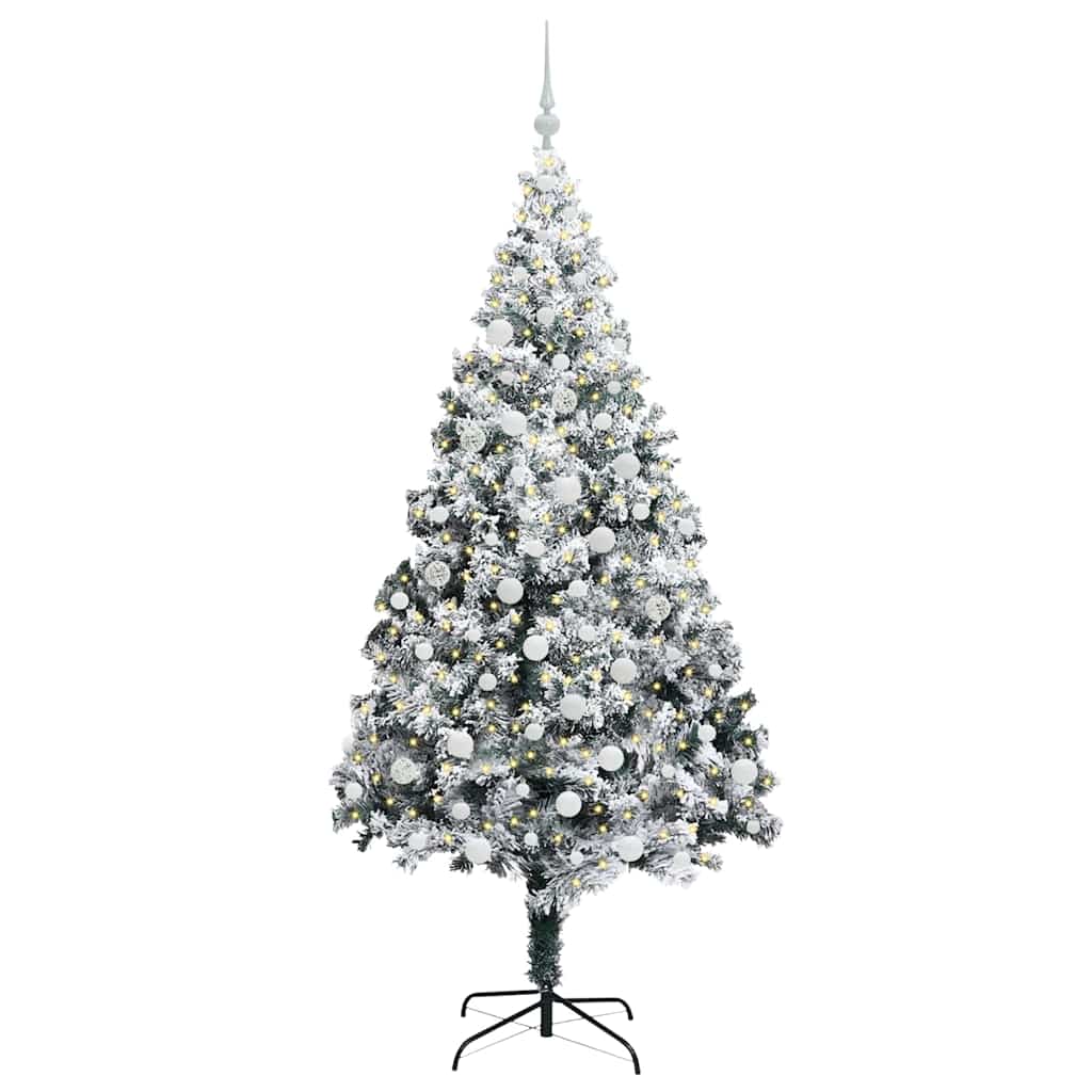 Kunstigt juletræ med stativ Hvid 180 cm PVC og Stål og Plastik