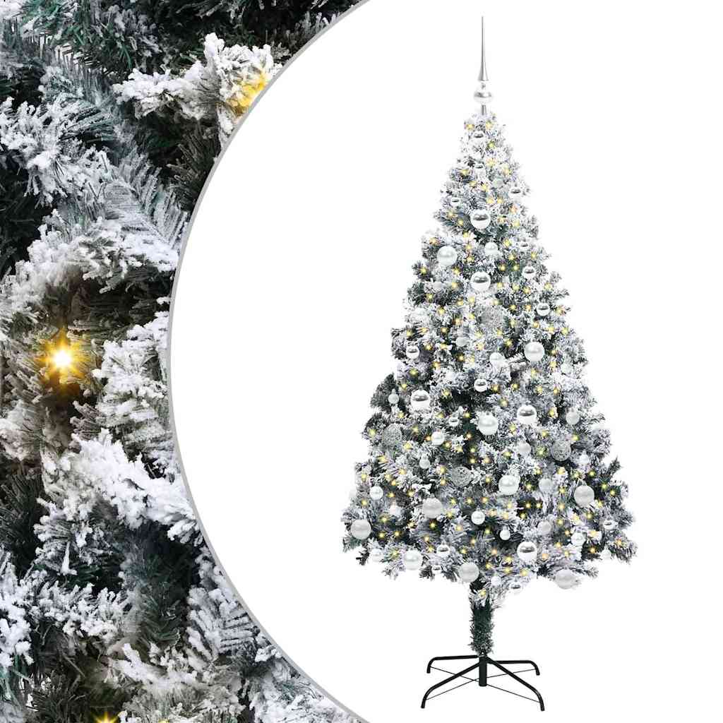 Kunstigt juletræ med stativ Hvid 180 cm PVC og Stål og Plastik