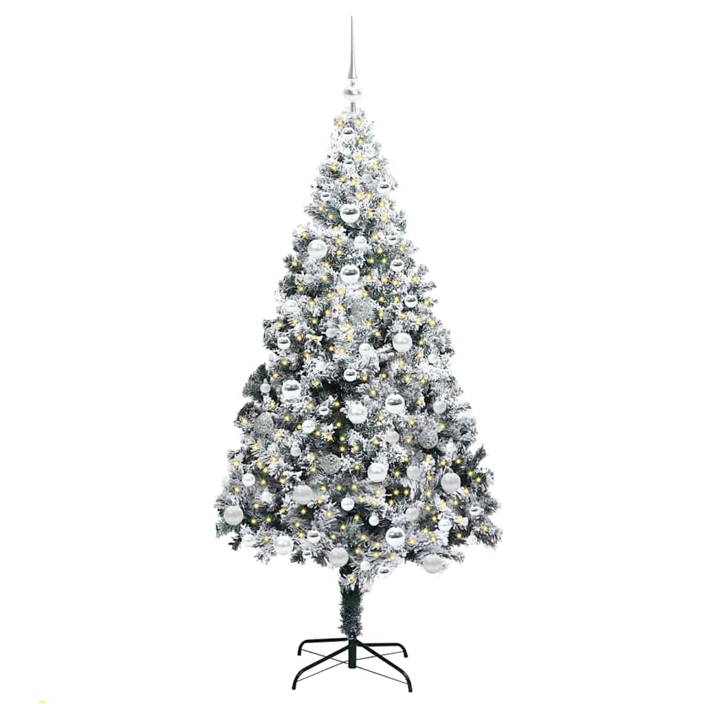 Kunstigt juletræ med stativ Hvid 180 cm PVC og Stål og Plastik