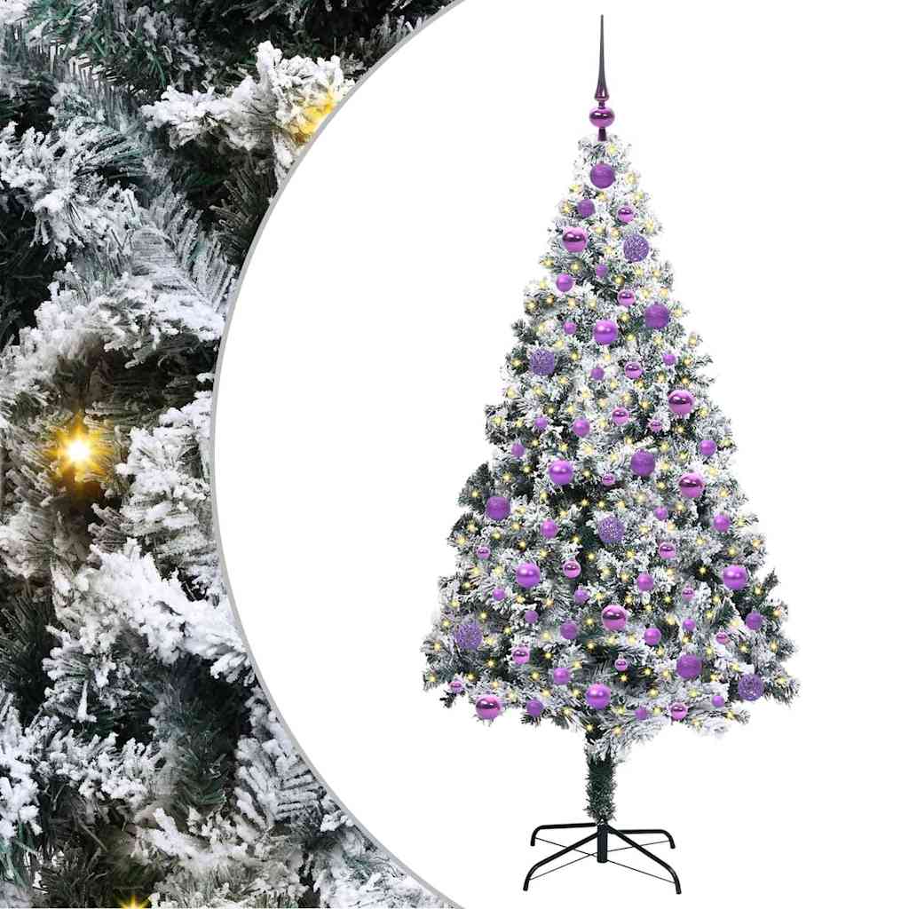 Kunstigt juletræ med stativ Hvid 180 cm PVC og Stål og Plastik