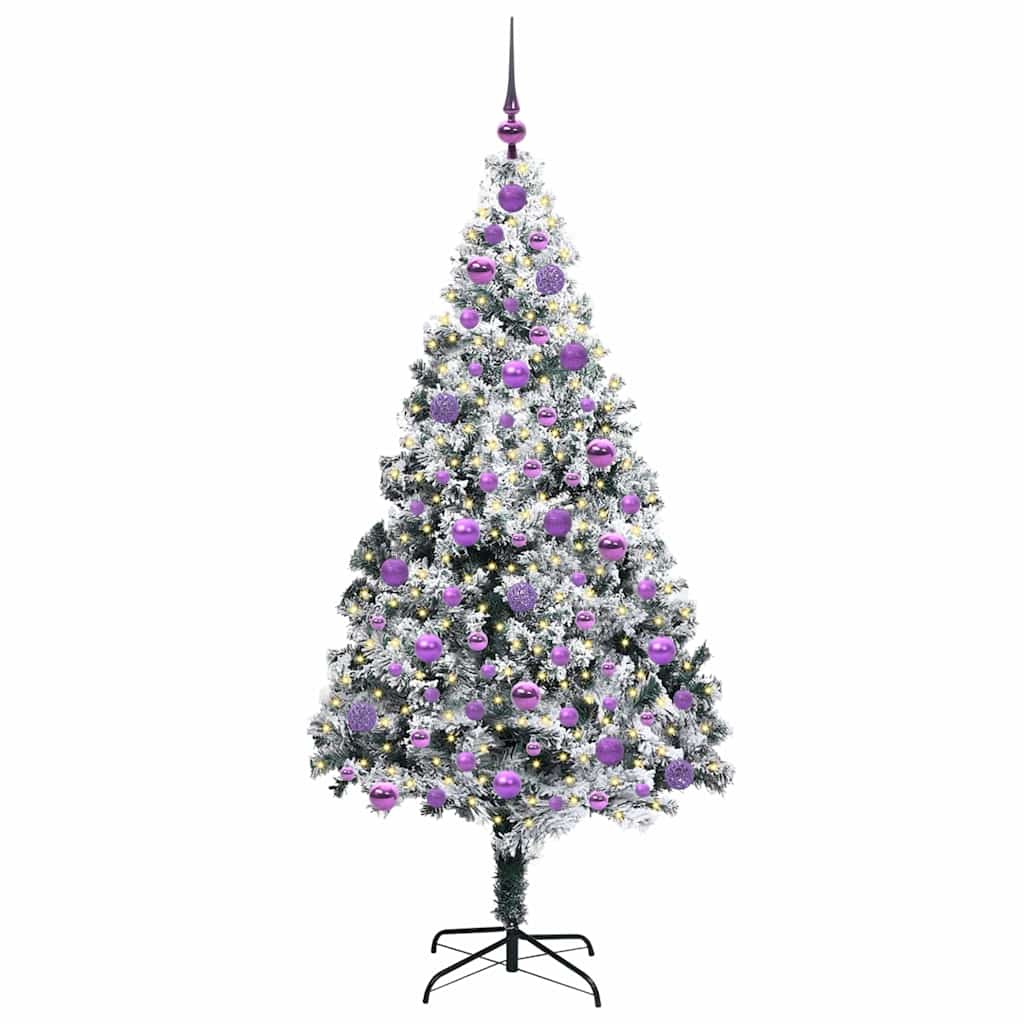 Kunstigt juletræ med stativ Hvid 180 cm PVC og Stål og Plastik