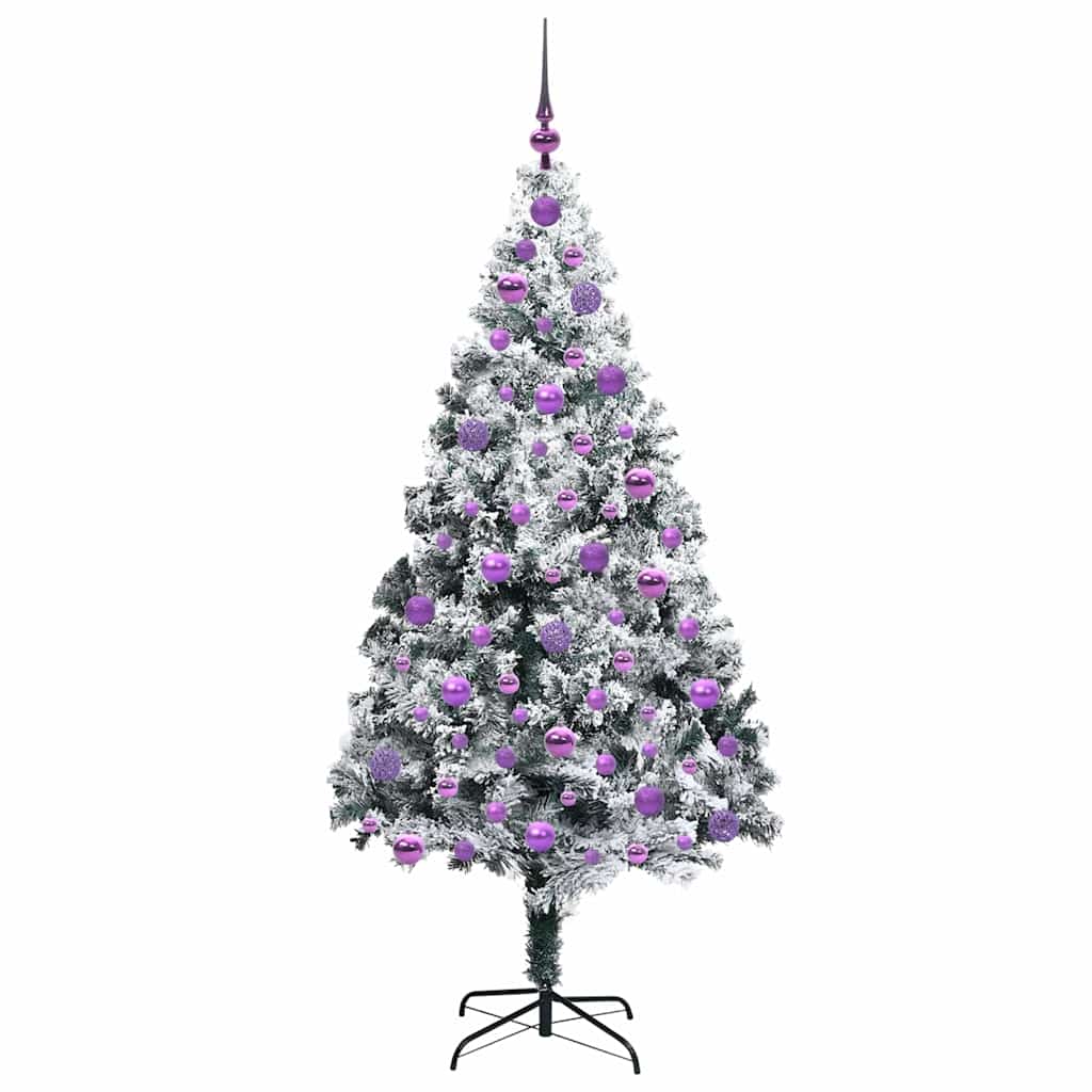 Kunstigt juletræ med stativ Hvid 180 cm PVC og Stål og Plastik