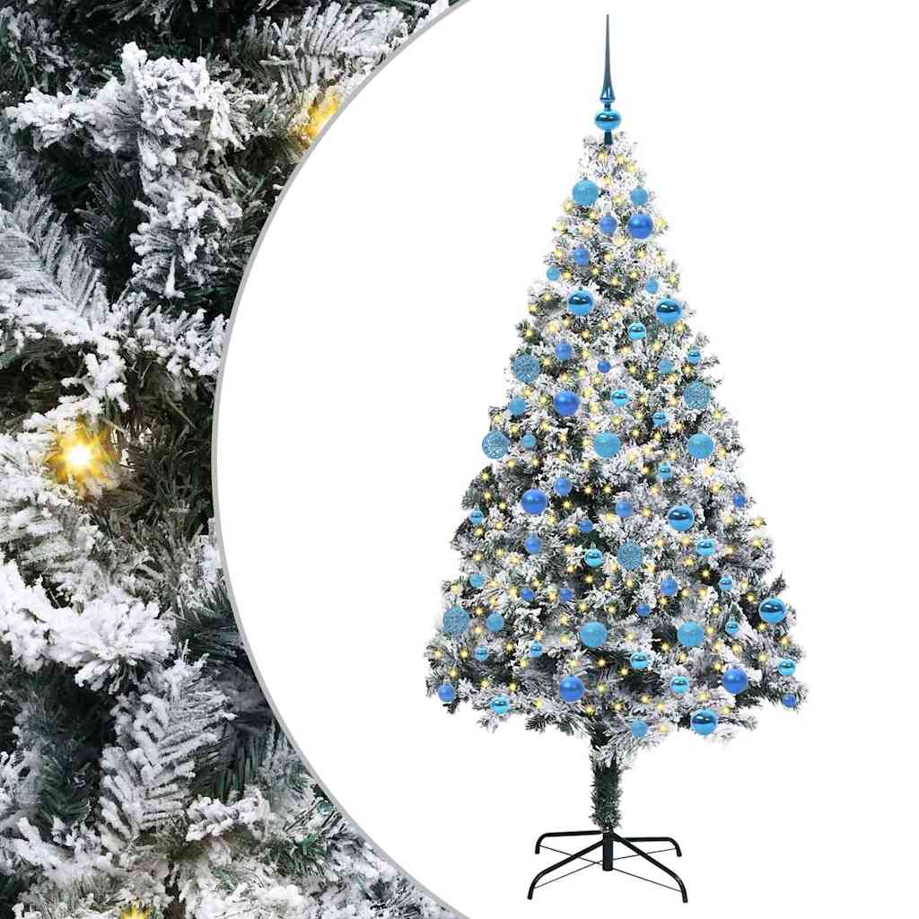 Kunstigt juletræ med stativ Hvid 180 cm PVC og Stål og Plastik