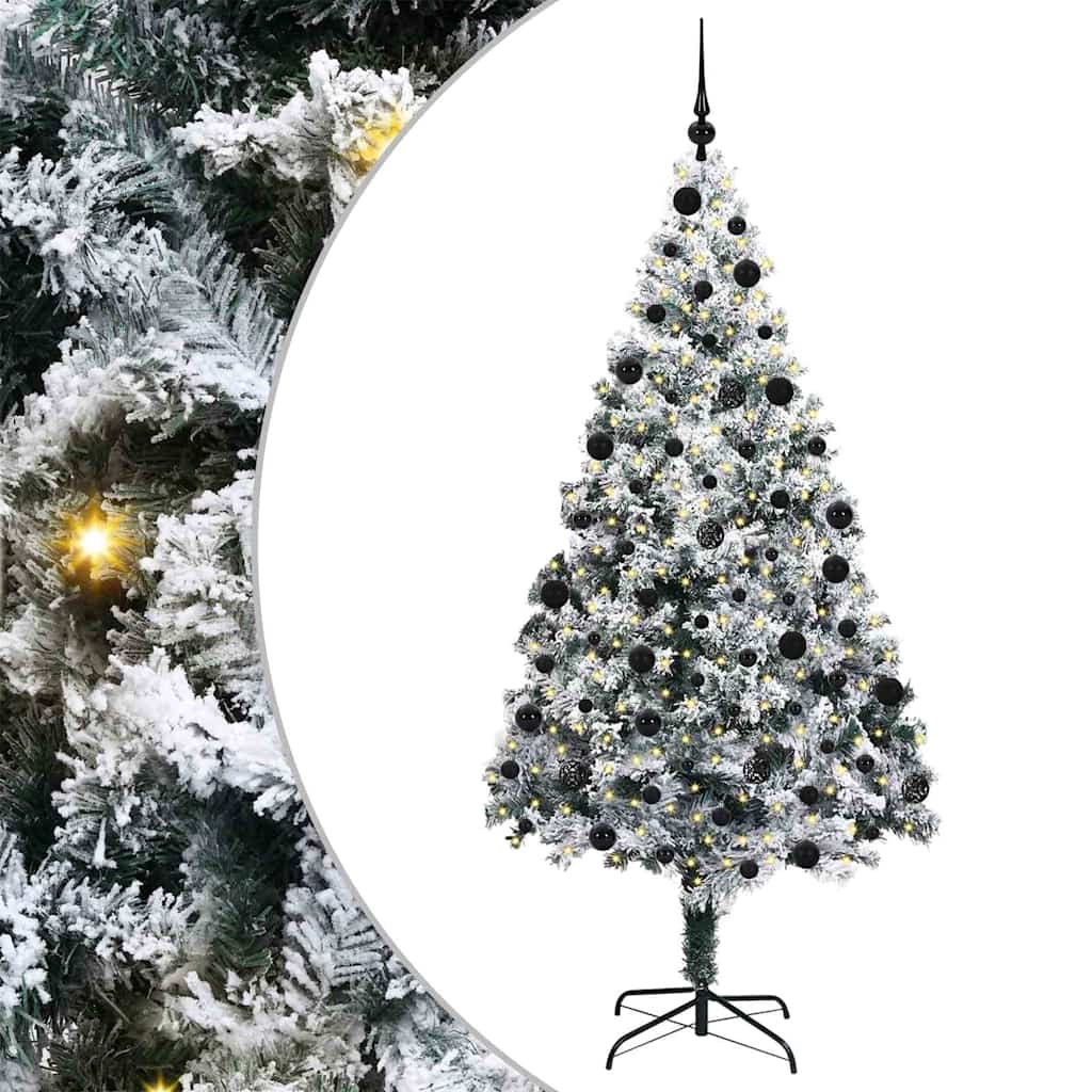 Kunstigt juletræ med stativ Hvid 210 cm PVC og Stål og Plastik