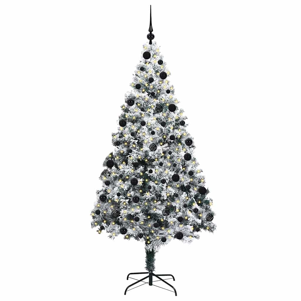 Kunstigt juletræ med stativ Hvid 210 cm PVC og Stål og Plastik