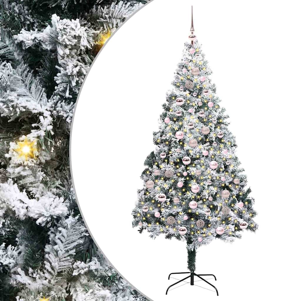 Kunstigt juletræ med stativ Hvid 210 cm PVC og Stål og Plastik