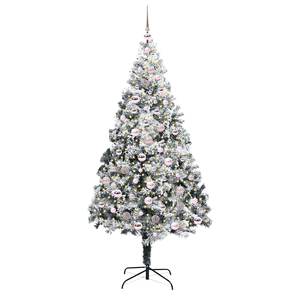 Kunstigt juletræ med stativ Hvid 210 cm PVC og Stål og Plastik