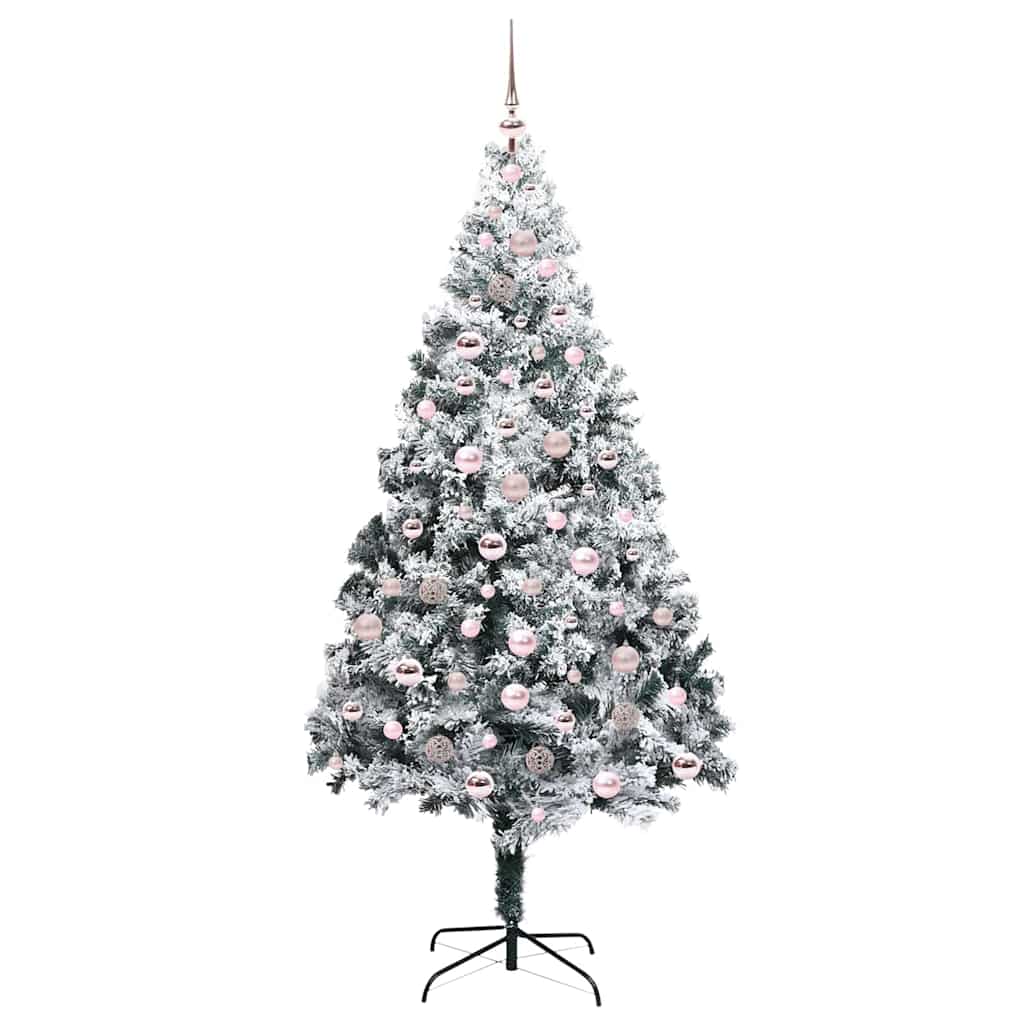 Kunstigt juletræ med stativ Hvid 210 cm PVC og Stål og Plastik