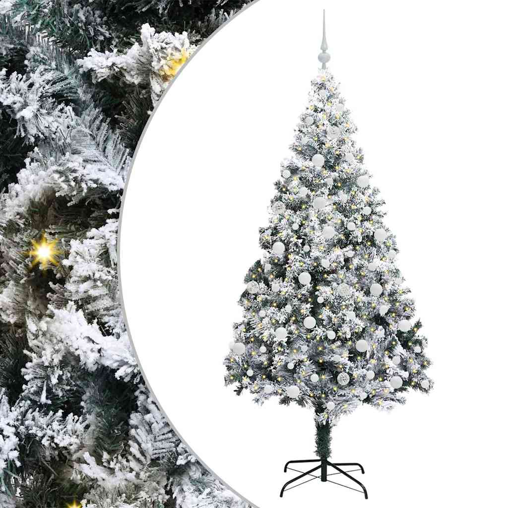 Kunstigt juletræ med stativ Hvid 210 cm PVC og Stål og Plastik