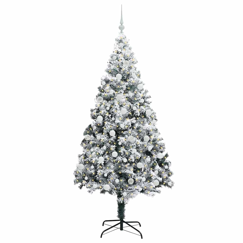 Kunstigt juletræ med stativ Hvid 210 cm PVC og Stål og Plastik