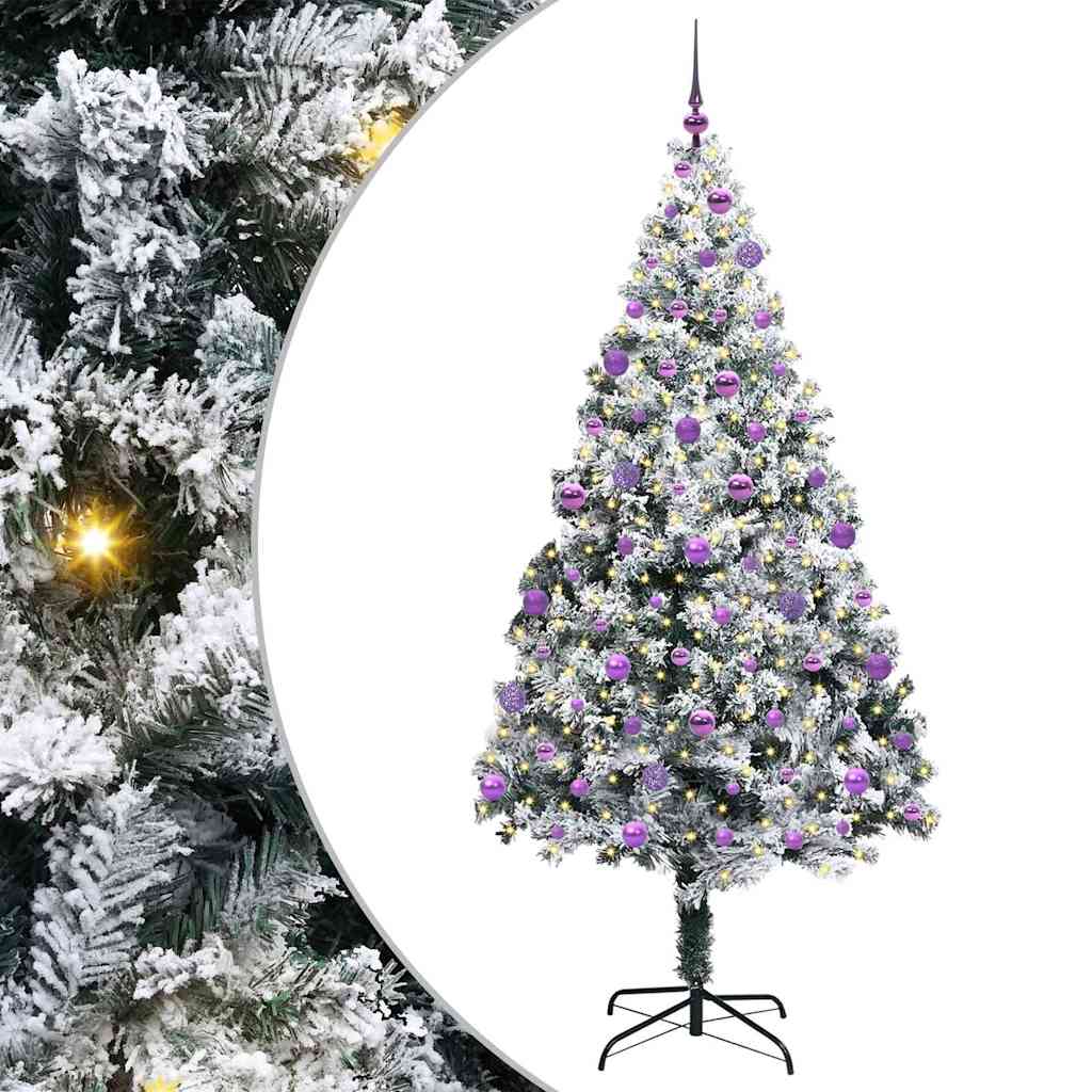 Kunstigt juletræ med stativ Hvid 210 cm PVC og Stål og Plastik